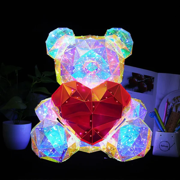 Gorgeous Shining LED Teddy Bear Holding a Red Heart - Memories InsiteCRYSTAL LED TEDDY BEAR-1